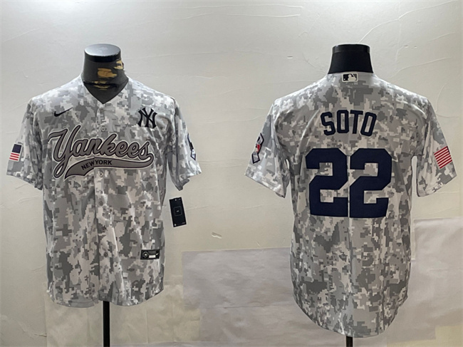Men's New York Yankees #22 Juan Soto 2024 Arctic Camo Stitched Baseball Jersey Men's New York Yankees #22 Juan Soto 2024 Arctic Camo Stitched Baseball Jersey